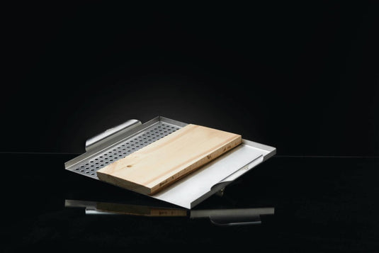 Napoleon Stainless Steel Multi-Functional Grill Topper with Perforated and Solid Sides and Cedar Plank