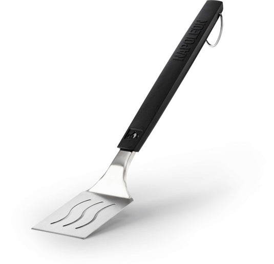 Napoleon Stainless Steel Spatula with Black Handle and Hanging Loop for Grilling