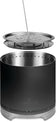 Load image into Gallery viewer, Napoleon Timberwolf 18-inch matte black fire pit with removable ash pan lifted above the burn chamber
