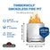 Load image into Gallery viewer, Napoleon Timberwolf 18-inch stainless steel smokeless fire pit NWFPMTI-SS specifications infographic showing 18-inch diameter, 17.5-inch height, 26.5 lb weight, seating for 2–4 people, and limited lifetime warranty.
