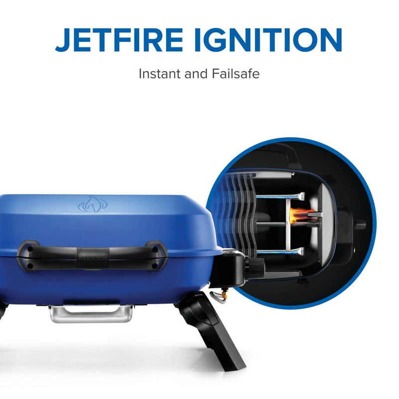 Load image into Gallery viewer, Napoleon TravelQ 240 Portable Gas Grill with 1 Burner – Compact Propane BBQ for Outdoor Cooking with jetfire ignition system on a white background
