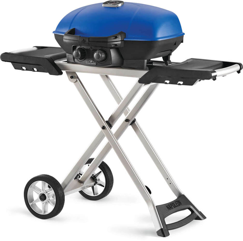 Load image into Gallery viewer, Napoleon TravelQ 285X Blue Portable Gas Grill with Scissor Cart and 2 Burners
