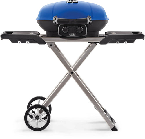 Napoleon TravelQ 285X Blue Portable Gas Grill with Scissor Cart and 2 Burners