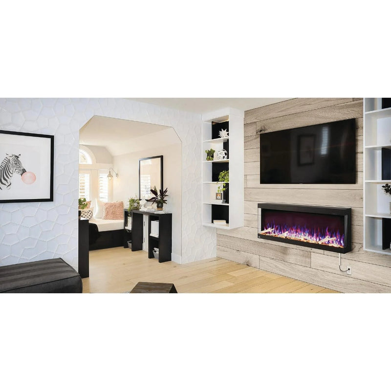 Load image into Gallery viewer, Napoleon Trivista Pictura 50" 3-sided wall-mounted electric fireplace with multicolored LED ember bed and crystal media
