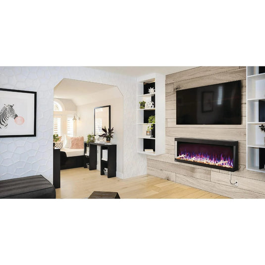 Napoleon Trivista Pictura 50" 3-sided wall-mounted electric fireplace with multicolored LED ember bed and crystal media