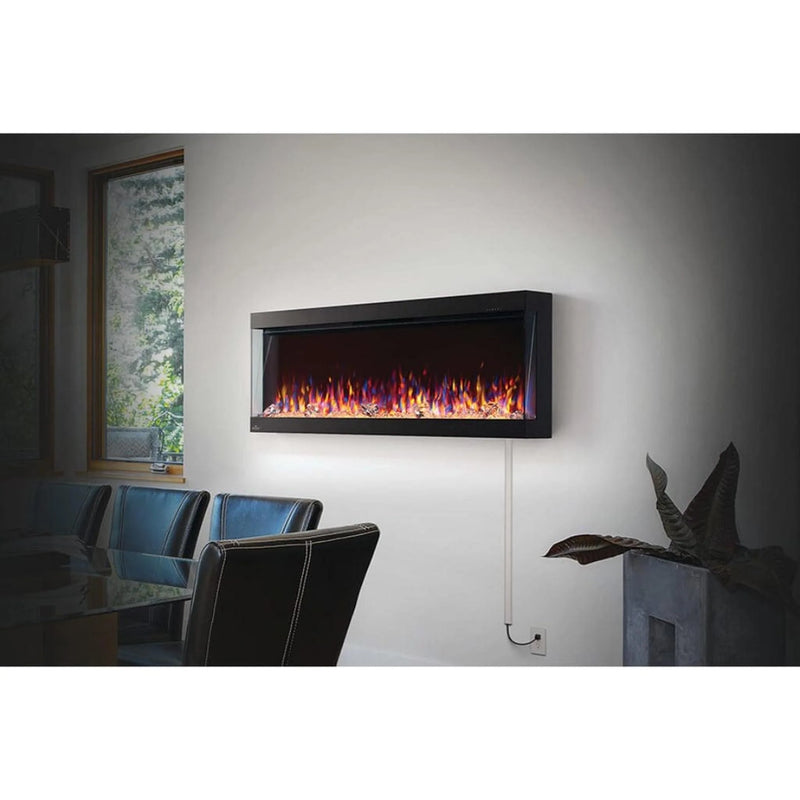 Load image into Gallery viewer, Napoleon Trivista Pictura 50" 3-sided wall-mounted electric fireplace with multicolored LED ember bed and crystal media
