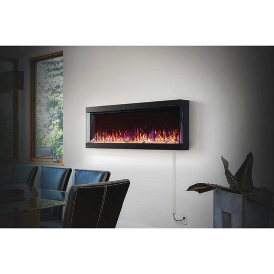 Napoleon Trivista Pictura 50" 3-sided wall-mounted electric fireplace with multicolored LED ember bed and crystal media