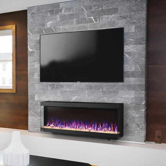 Napoleon Trivista Pictura 50" 3-sided wall-mounted electric fireplace with multicolored LED ember bed and crystal media