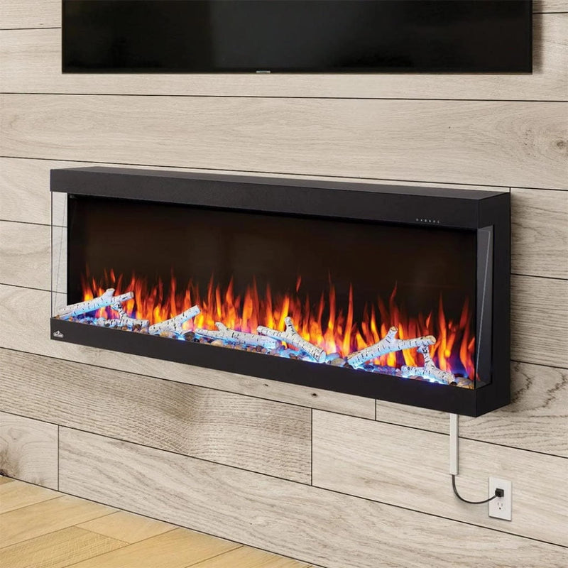 Load image into Gallery viewer, Napoleon Trivista Pictura 50" 3-sided wall-mounted electric fireplace with multicolored LED ember bed and crystal media
