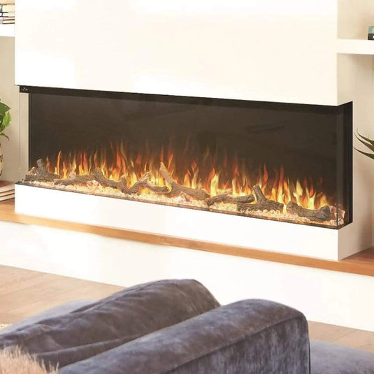 Napoleon Trivista Primis 60-inch 3-sided built-in electric fireplace with logs and crystal media