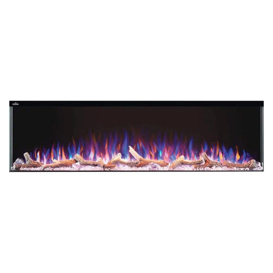 Napoleon Trivista Primis 60-inch 3-sided built-in electric fireplace with logs and crystal media