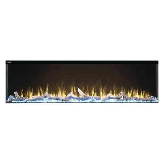 Napoleon Trivista Primis 60-inch 3-sided built-in electric fireplace with logs and crystal media