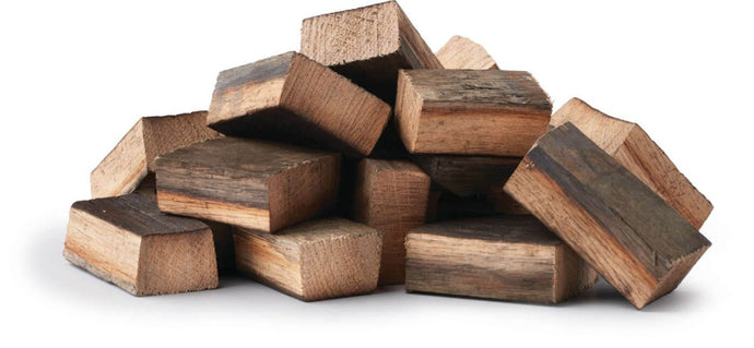 Napoleon Whiskey Barrel Oak Wood Chunks for smoking meat, fish, and vegetables on charcoal grills
