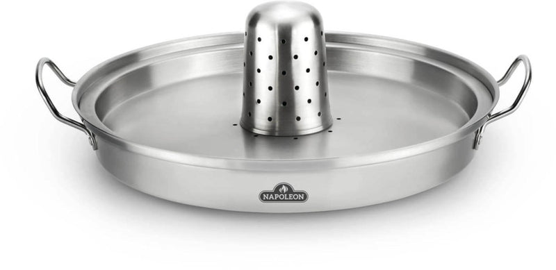 Load image into Gallery viewer, Napoleon Premium Chicken Infusion Roaster 3-in-1 set with wok, boiling plate, and infusion cone made of stainless steel for versatile grilling and roasting
