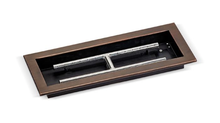 Load image into Gallery viewer, 18&quot; x 6&quot; Oil Rubbed Bronze Rectangular Drop-In Pan with Match Light Kit - Propane Bundle
