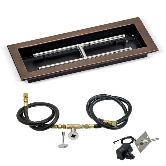 Load image into Gallery viewer, 18&quot; x 6&quot; Rectangular Oil Rubbed Bronze Stainless Steel Drop-In Pan with Spark Ignition Kit (Natural Gas)
