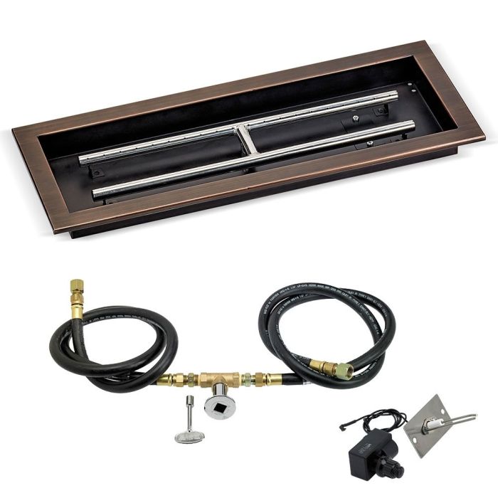 Load image into Gallery viewer, 24&quot; x 8&quot; Rectangular Oil Rubbed Bronze Drop-In Pan with Spark Ignition Kit - Natural Gas
