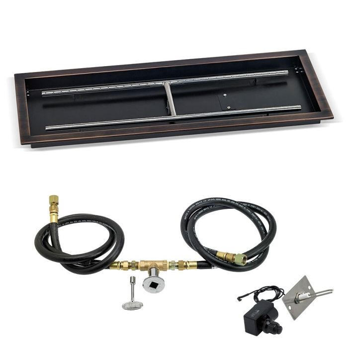 Load image into Gallery viewer, 30&quot; x 10&quot; Rectangular Oil Rubbed Bronze Drop-In Pan with Spark Ignition Kit - Natural Gas
