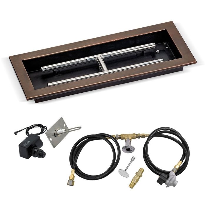 Load image into Gallery viewer, 18&quot; x 6&quot; Rectangular Oil Rubbed Bronze Drop-In Pan with Spark Ignition Kit - Propane
