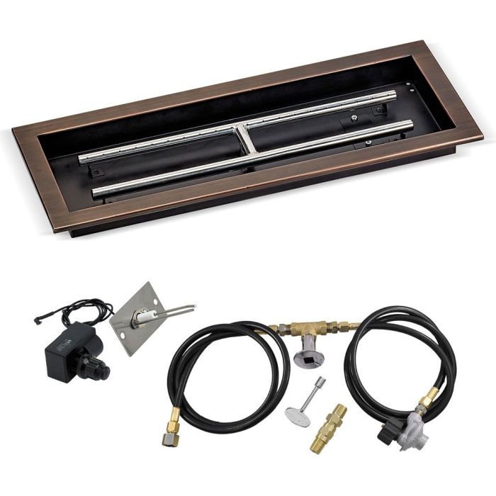 Load image into Gallery viewer, 24&quot; x 8&quot; Rectangular Oil Rubbed Bronze Drop-In Pan with Spark Ignition Kit - Propane
