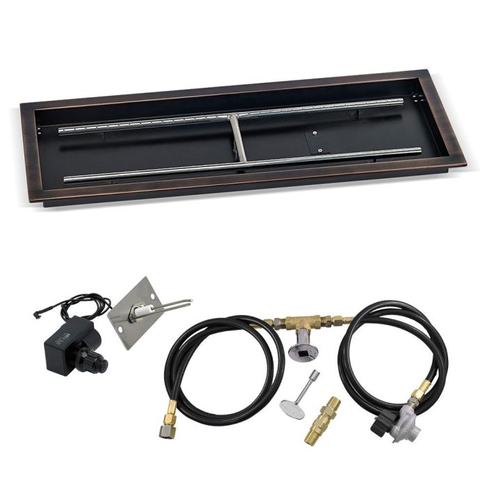 Load image into Gallery viewer, 30&quot; x 10&quot; Rectangular Oil Rubbed Bronze Drop-In Pan with Spark Ignition Kit - Propane
