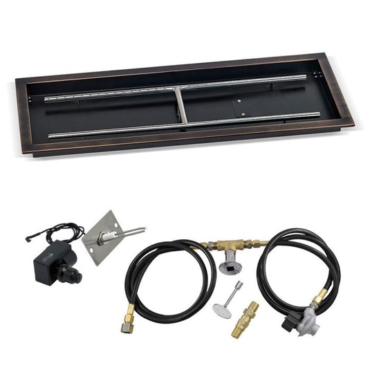 30" x 10" Rectangular Oil Rubbed Bronze Drop-In Pan with Spark Ignition Kit - Propane