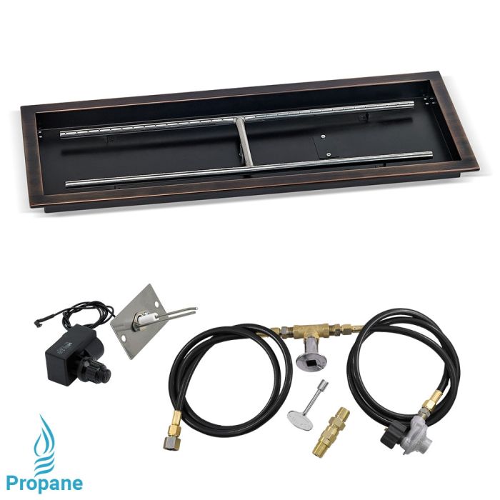 Load image into Gallery viewer, 36&quot; x 12&quot; Rectangular Oil Rubbed Bronze Drop-In Pan with Spark Ignition Kit - Propane
