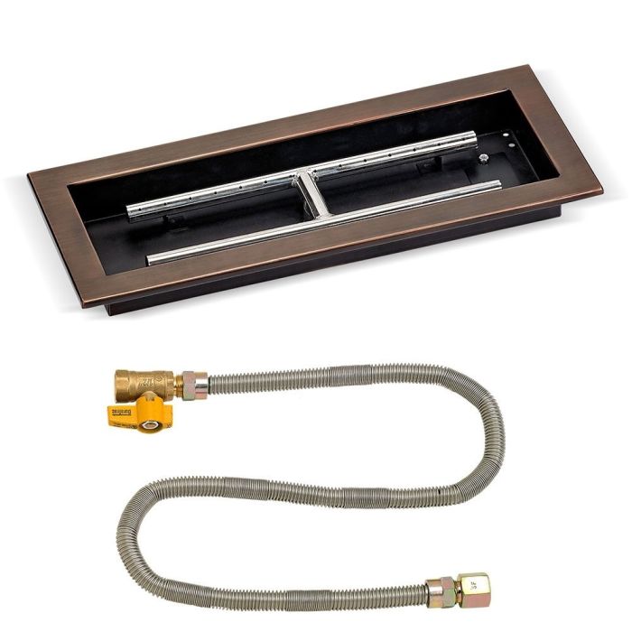 Load image into Gallery viewer, 18&quot; x 6&quot; Rectangular Oil Rubbed Bronze Drop-In Pan with Match Light Kit - Natural Gas
