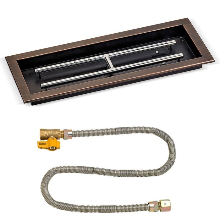 Load image into Gallery viewer, 24&quot; x 8&quot; Rectangular Oil Rubbed Bronze Drop-In Pan with Match Light Kit - Natural Gas
