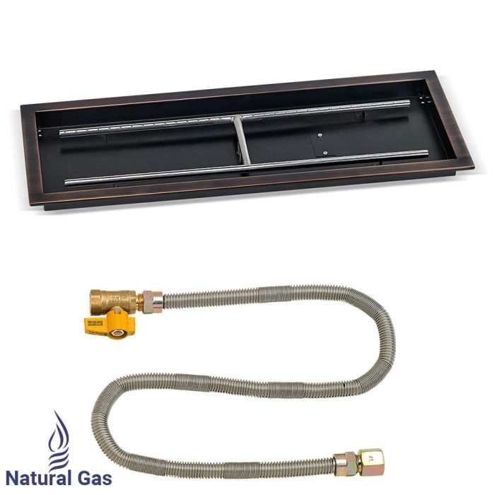 Load image into Gallery viewer, 30&quot; x 10&quot; Rectangular Oil Rubbed Bronze Drop-In Pan with Match Light Kit - Natural Gas
