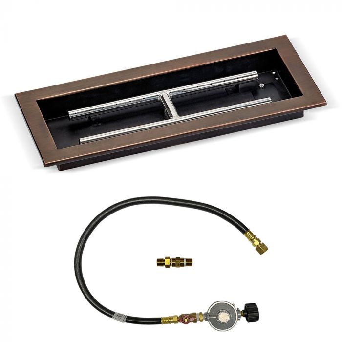 Load image into Gallery viewer, 18&quot; x 6&quot; Oil Rubbed Bronze Rectangular Drop-In Pan with Match Light Kit - Propane
