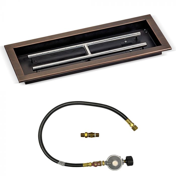 Load image into Gallery viewer, 24&quot; x 8&quot; Rectangular Oil Rubbed Bronze Drop-In Pan with Match Light Kit - Propane
