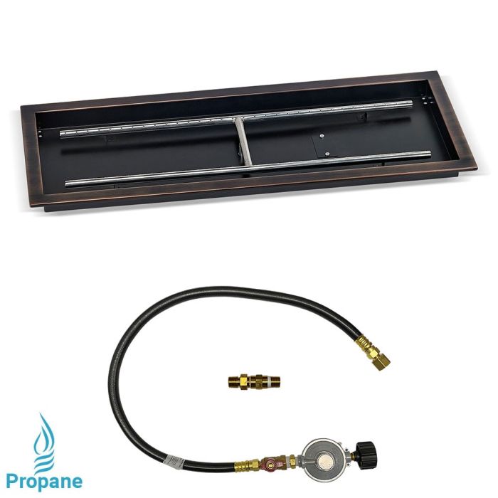 Load image into Gallery viewer, 30&quot; x 10&quot; Rectangular Oil Rubbed Bronze Drop-In Pan with Match Light Kit - Propane
