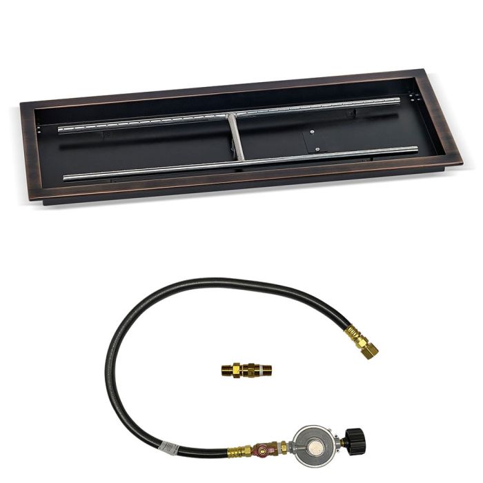 Load image into Gallery viewer, 30&quot; x 10&quot; Rectangular Oil Rubbed Bronze Drop-In Pan with Match Light Kit - Propane
