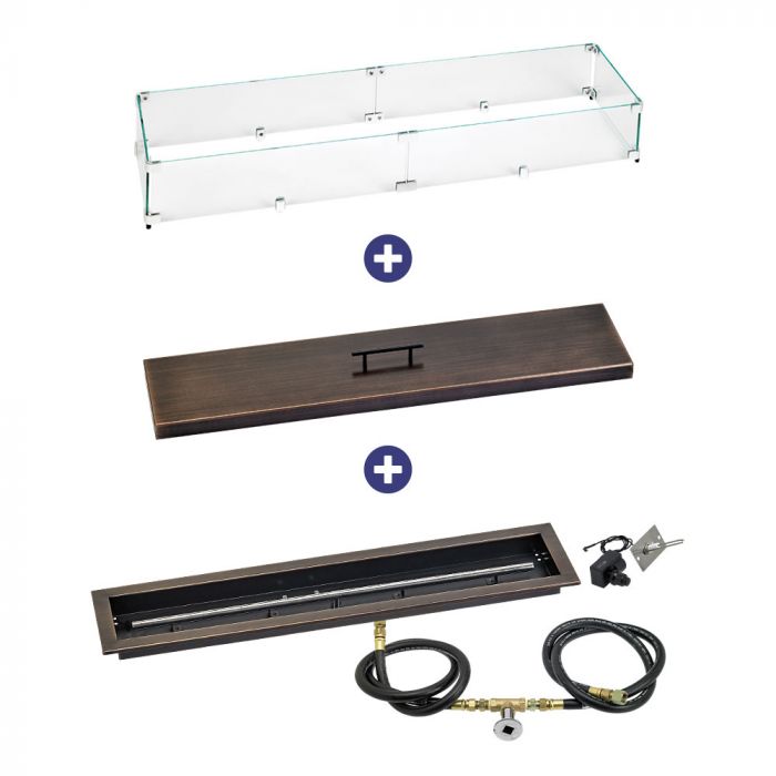 Load image into Gallery viewer, 36&quot; x 6&quot; Linear Channel Oil Rubbed Bronze Drop-In Pan with Spark Ignition Kit - Natural Gas Bundle
