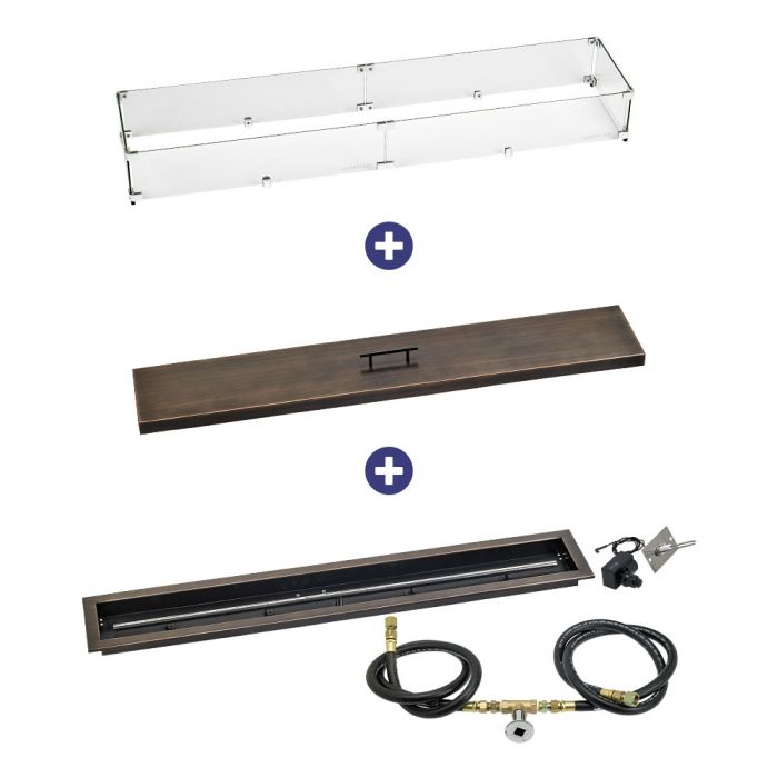 Load image into Gallery viewer, 48&quot; x 6&quot; Linear Channel Oil Rubbed Bronze Drop-In Pan with Spark Ignition Kit - Natural Gas Bundle
