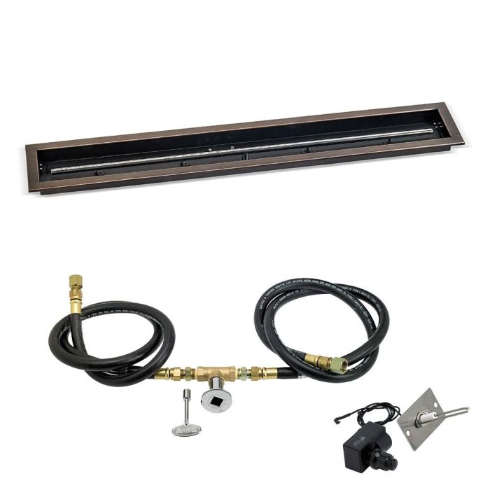 Load image into Gallery viewer, 48&quot;x 6&quot; Linear Channel Oil Rubbed Bronze Drop-In Pan with Spark Ignition Kit - Natural Gas
