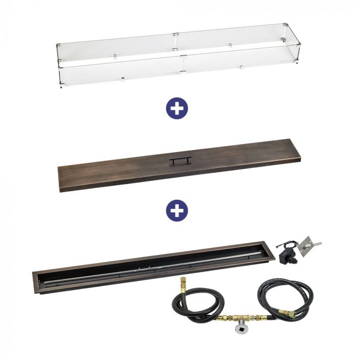 Load image into Gallery viewer, 60&quot; x 6&quot; Linear Channel Oil Rubbed Bronze Drop-In Pan with Spark Ignition Kit - Natural Gas Bundle
