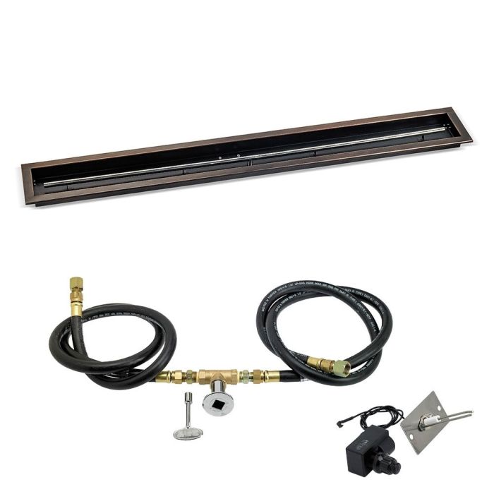 Load image into Gallery viewer, 60&quot;x 6&quot; Linear Channel Oil Rubbed Bronze Drop-In Pan with Spark Ignition Kit - Natural Gas
