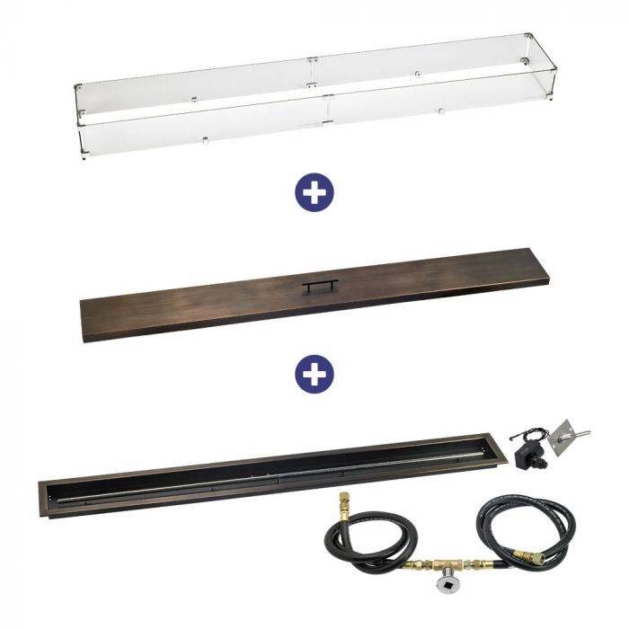 Load image into Gallery viewer, 72&quot; x 6&quot; Linear Channel Oil Rubbed Bronze Drop-In Pan with Spark Ignition Kit - Natural Gas Bundle
