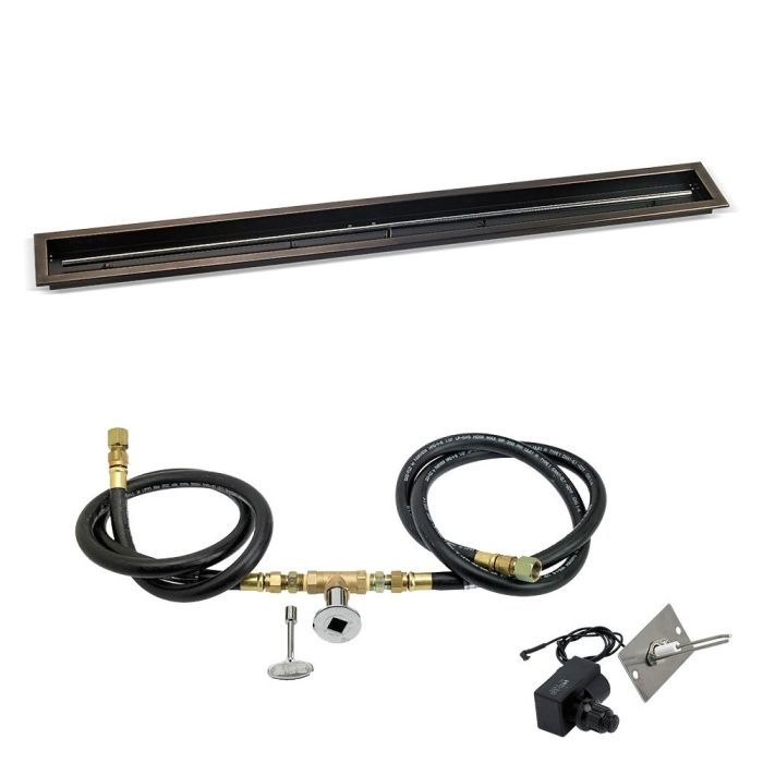 Load image into Gallery viewer, 72&quot;x 6&quot; Linear Channel Oil Rubbed Bronze Drop-In Pan with Spark Ignition Kit - Natural Gas
