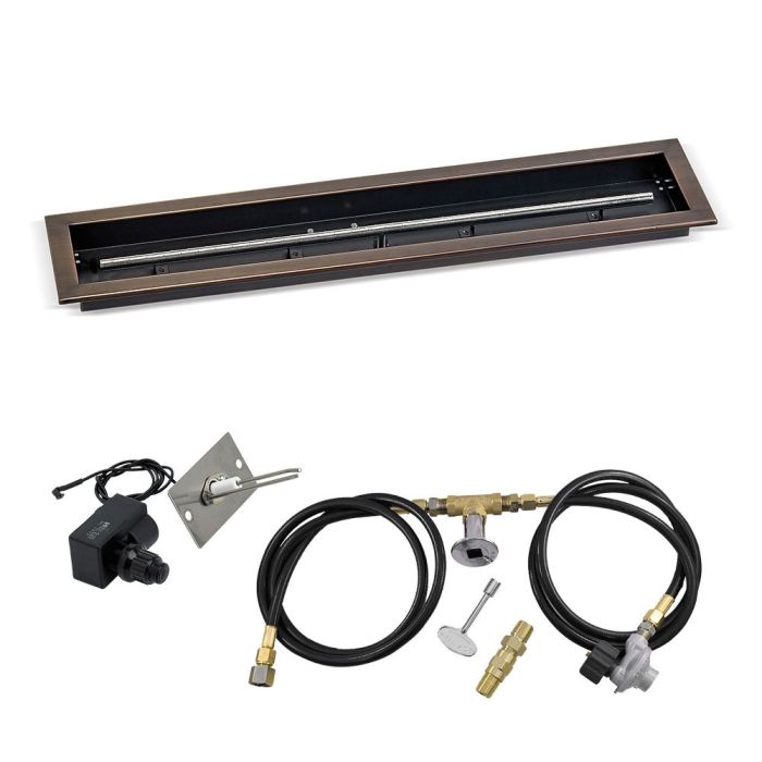 Load image into Gallery viewer, 36&quot;x 6&quot; Linear Channel Oil Rubbed Bronze Drop-In Pan with Spark Ignition Kit - Propane
