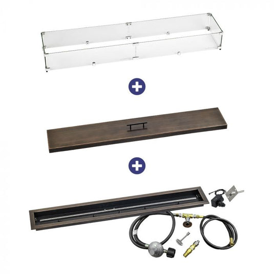 48x 6 Linear Channel Oil Rubbed Bronze Drop-In Pan with Spark Ignition Kit - Propane Bundle