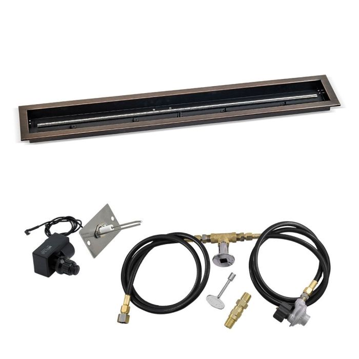 Load image into Gallery viewer, 48&quot;x 6&quot; Linear Channel Oil Rubbed Bronze Drop-In Pan with Spark Ignition Kit - Propane
