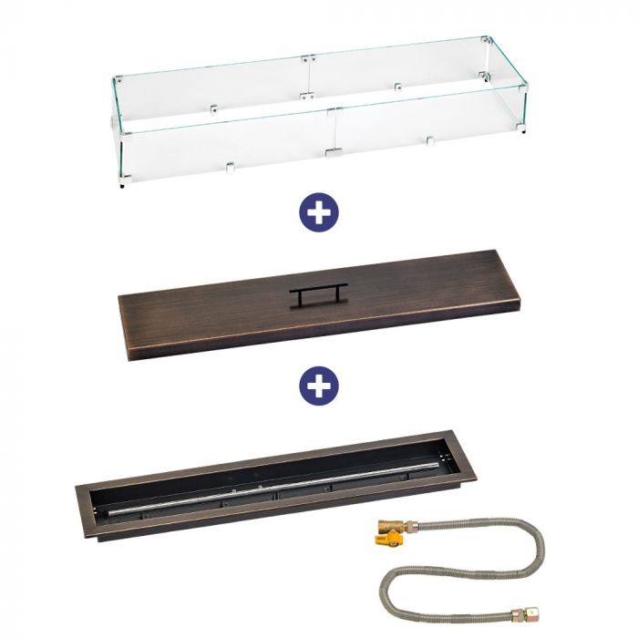 Load image into Gallery viewer, 36&quot; x 6&quot; Linear Oil Rubbed Bronze Drop-In Pan with Match Light Kit - Natural Gas Bundle
