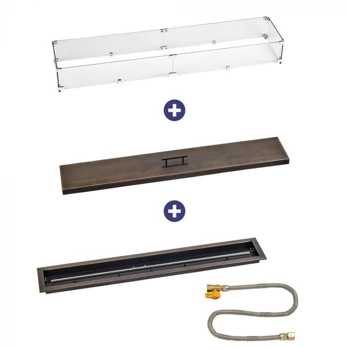 Load image into Gallery viewer, 48&quot; x 6&quot; Linear Oil Rubbed Bronze Drop-In Pan with Match Light Kit - Natural Gas Bundle
