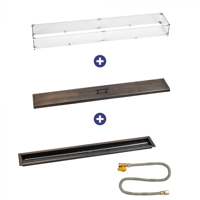 Load image into Gallery viewer, 60&quot; x 6&quot; Linear Oil Rubbed Bronze Drop-In Pan with Match Light Kit - Natural Gas Bundle
