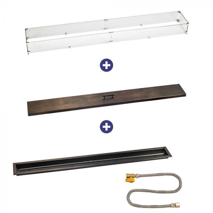 Load image into Gallery viewer, 72&quot; x 6&quot; Linear Oil Rubbed Bronze Drop-In Pan with Match Light Kit - Natural Gas Bundle
