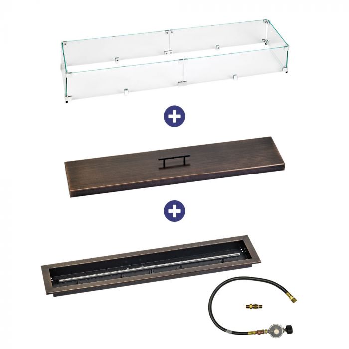 Load image into Gallery viewer, 36&quot; x 6&quot; Linear Oil Rubbed Bronze Drop-In Pan with Match Light Kit - Propane Bundle
