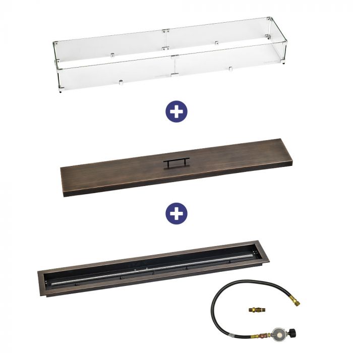 Load image into Gallery viewer, 48&quot; x 6&quot; Linear Oil Rubbed Bronze Drop-In Pan with Match Light Kit - Propane Bundle
